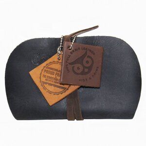 Rustic Leather Sunglass Wrap Slim Travel Soft Storage Black